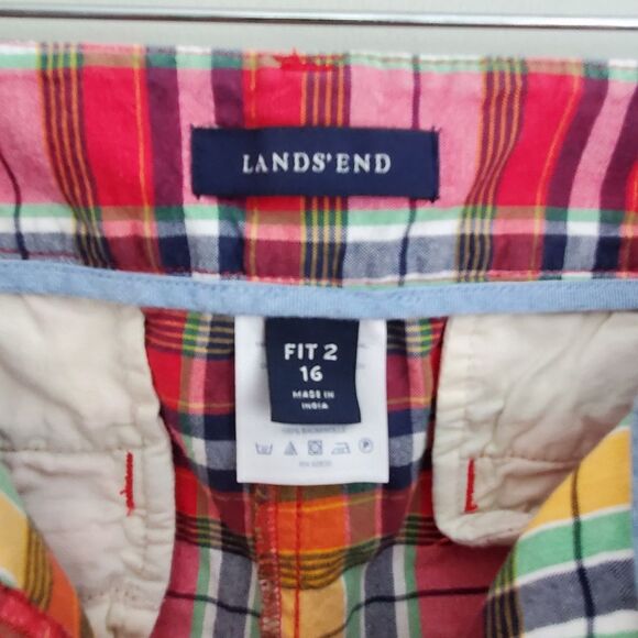 Lands' End Plaid Y2k Multicolor 100% Cotton Shorts Size 16 Fit 2 - Picture 8 of 12